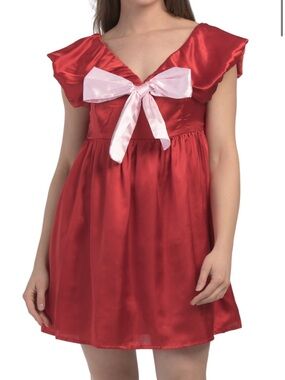 🆕- BY US TOGETHER Bow Front Two Tone Mini Dress With Pink Bow